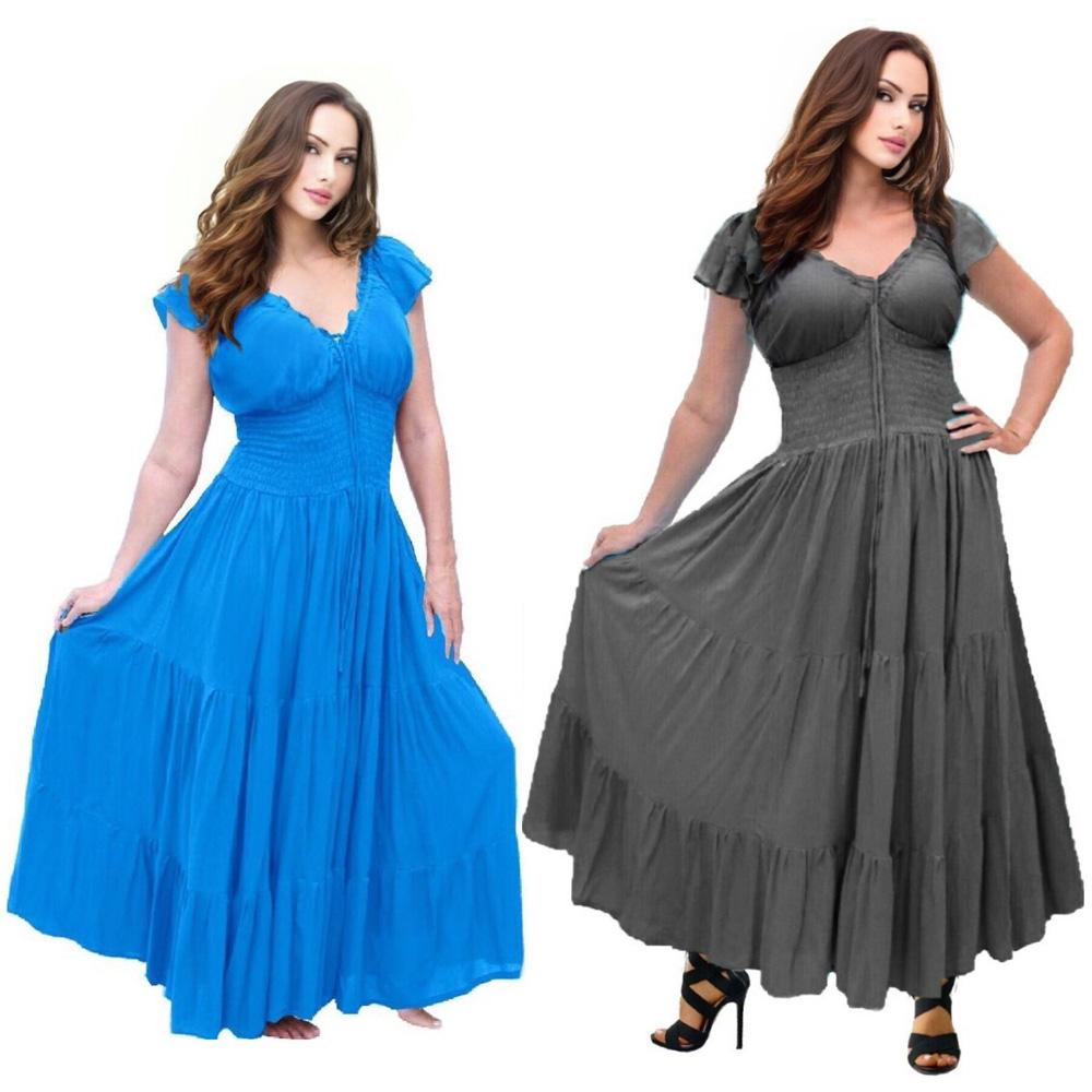 Margot Smocked Tiers Boho Peasant Maxi Long Dress