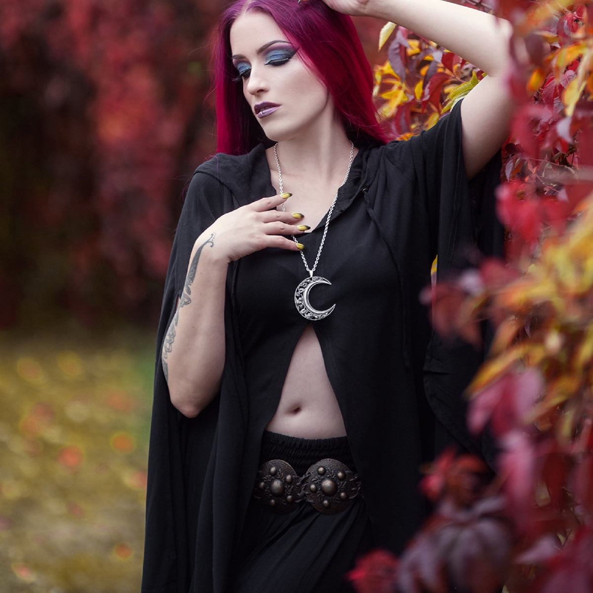 Aisha CottageGoth Palazzo Pant and Hooded Long Blouse Outfit