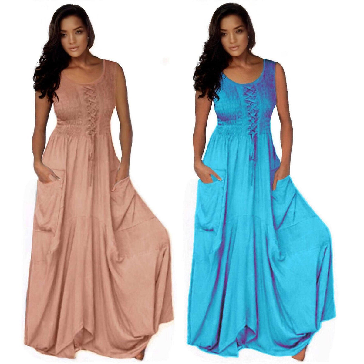 Presley Spaghetti Straps Boho Pockets Maxi Dress