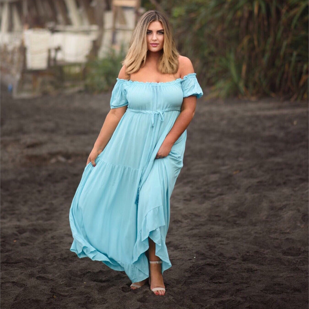 Nayeli Ruffled Short Sleeve Empire Waist Peasant Maxi Dress