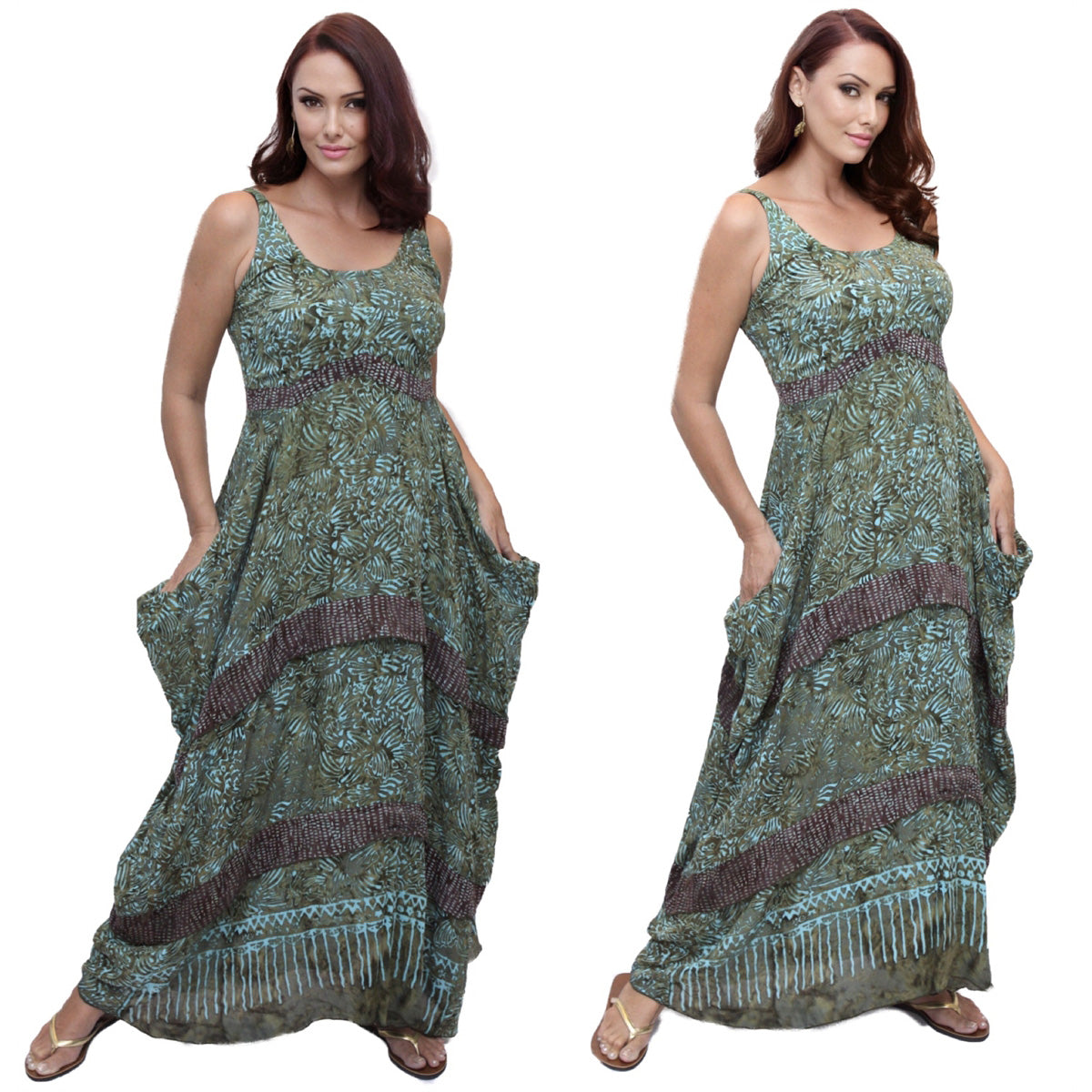 Adalynn Gauzy Batik Smocked Maxi Dress