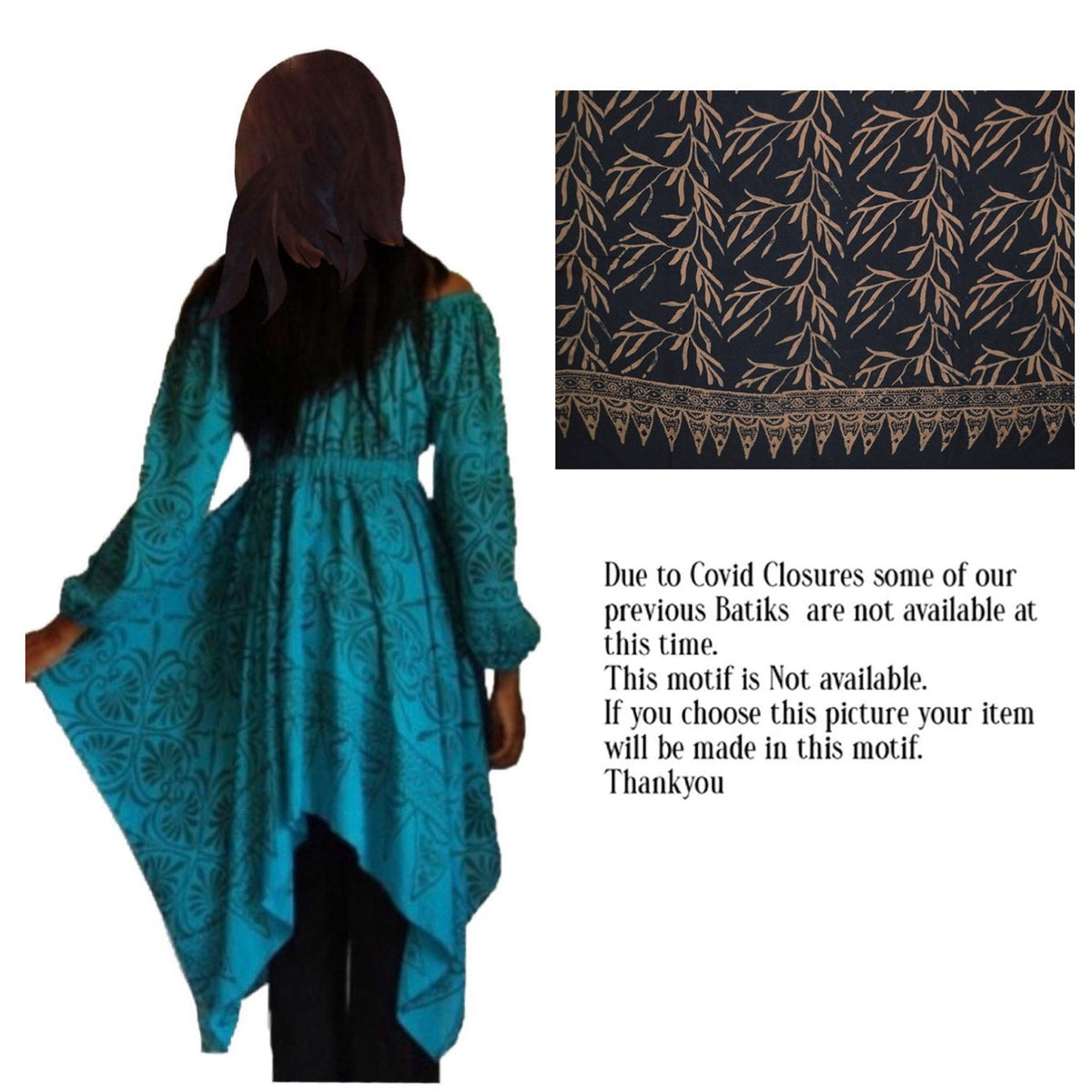 Layla Batik Print  with 3/4 Sleeves Peasant Gypsy Blouse