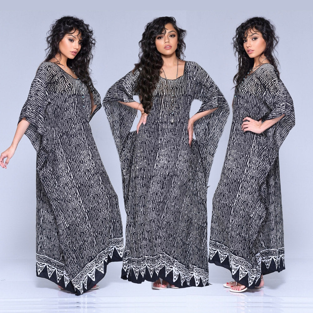 Vanessa Maxi Boho Dress Caftan ¨C Gauzy Batik Figure Flattering