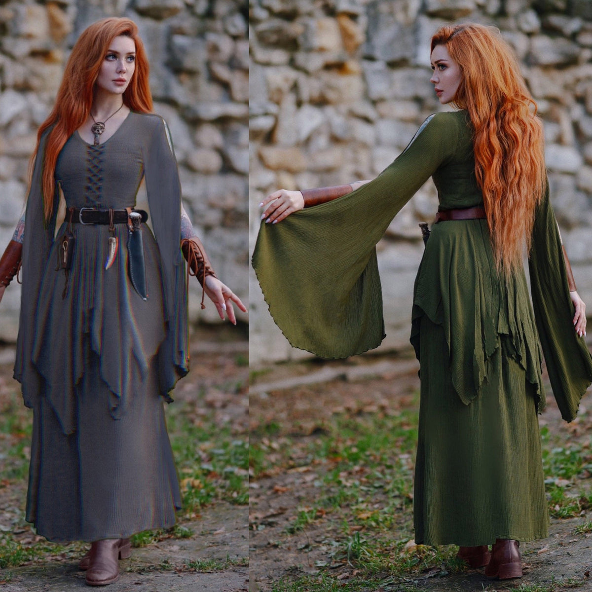 Magdalena Smocked Bodice Ren Faire Lace up Maxi Dress