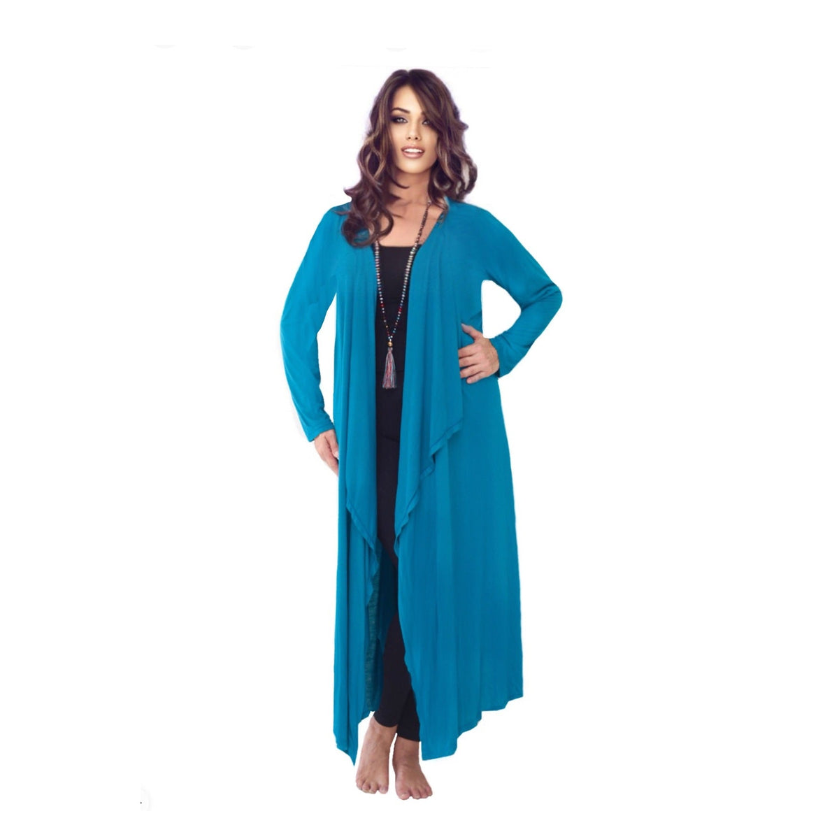Samira Stretch Jersey Cascade Ruffles Long Jacket