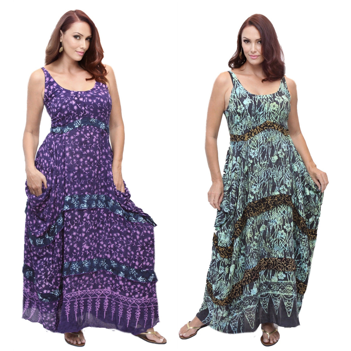 Adalynn Gauzy Batik Smocked Maxi Dress