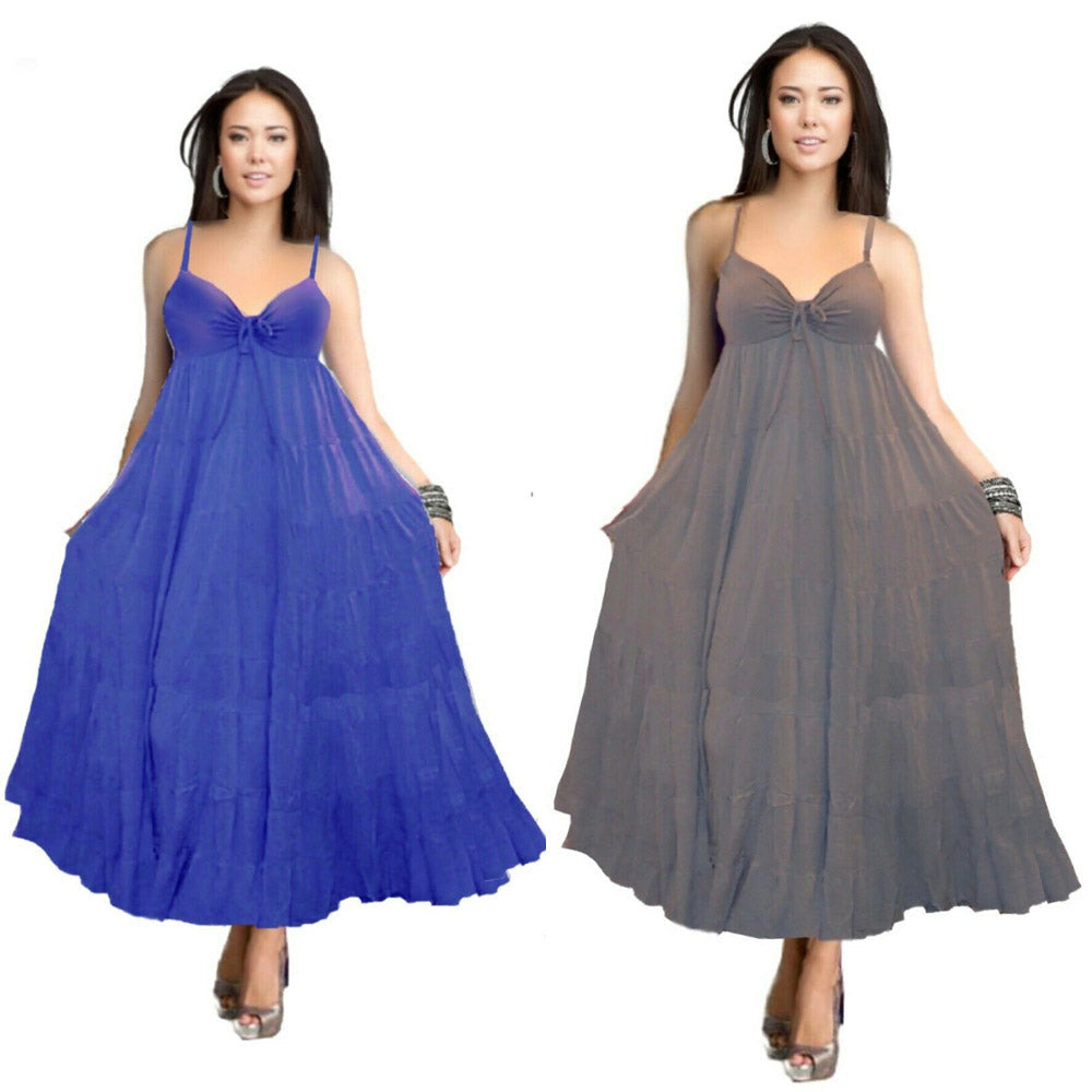 Emma Spandex Bodice Boho Party Maxi Dress