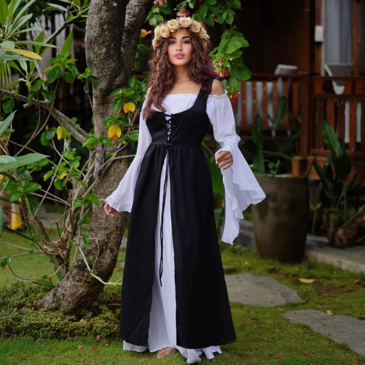 Macie Wiccan Medieval Set 2 Pieces Outfit Maxi Dress
