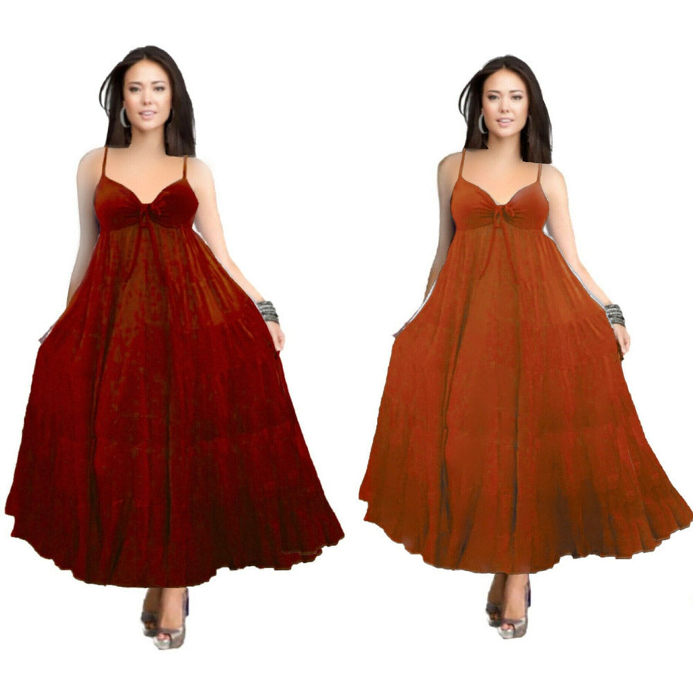 Emma Spandex Bodice Boho Party Maxi Dress