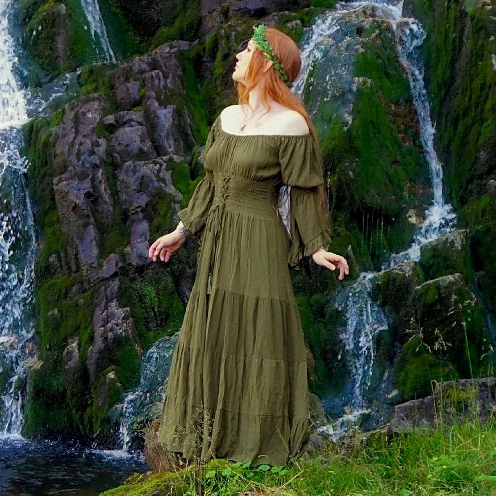 Iliana On Off Shoulder Corset Boho Dress