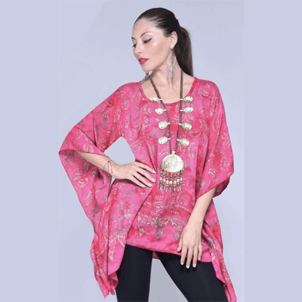 Naomi Boho 2 Hole Gauzy Batik Tunic Top