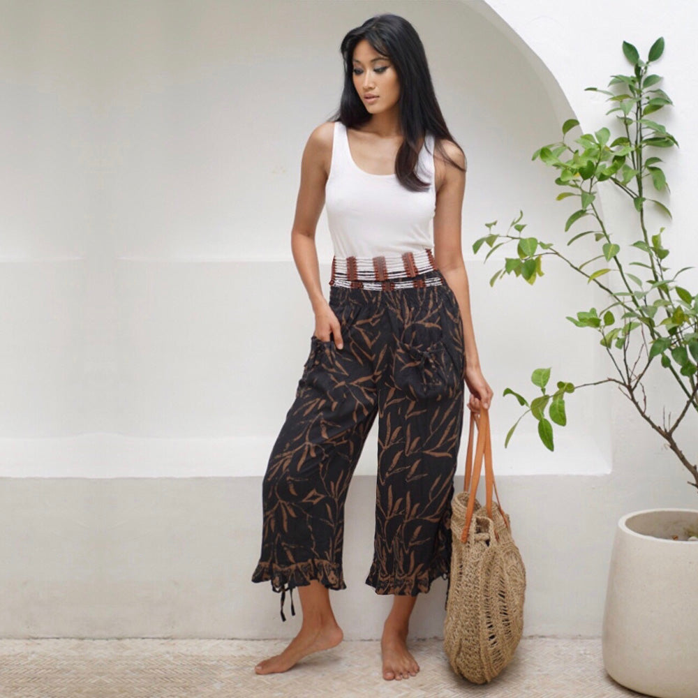 Haven Boho 3/4 Leg Pockets Capri Mid-Calf Crop Pants