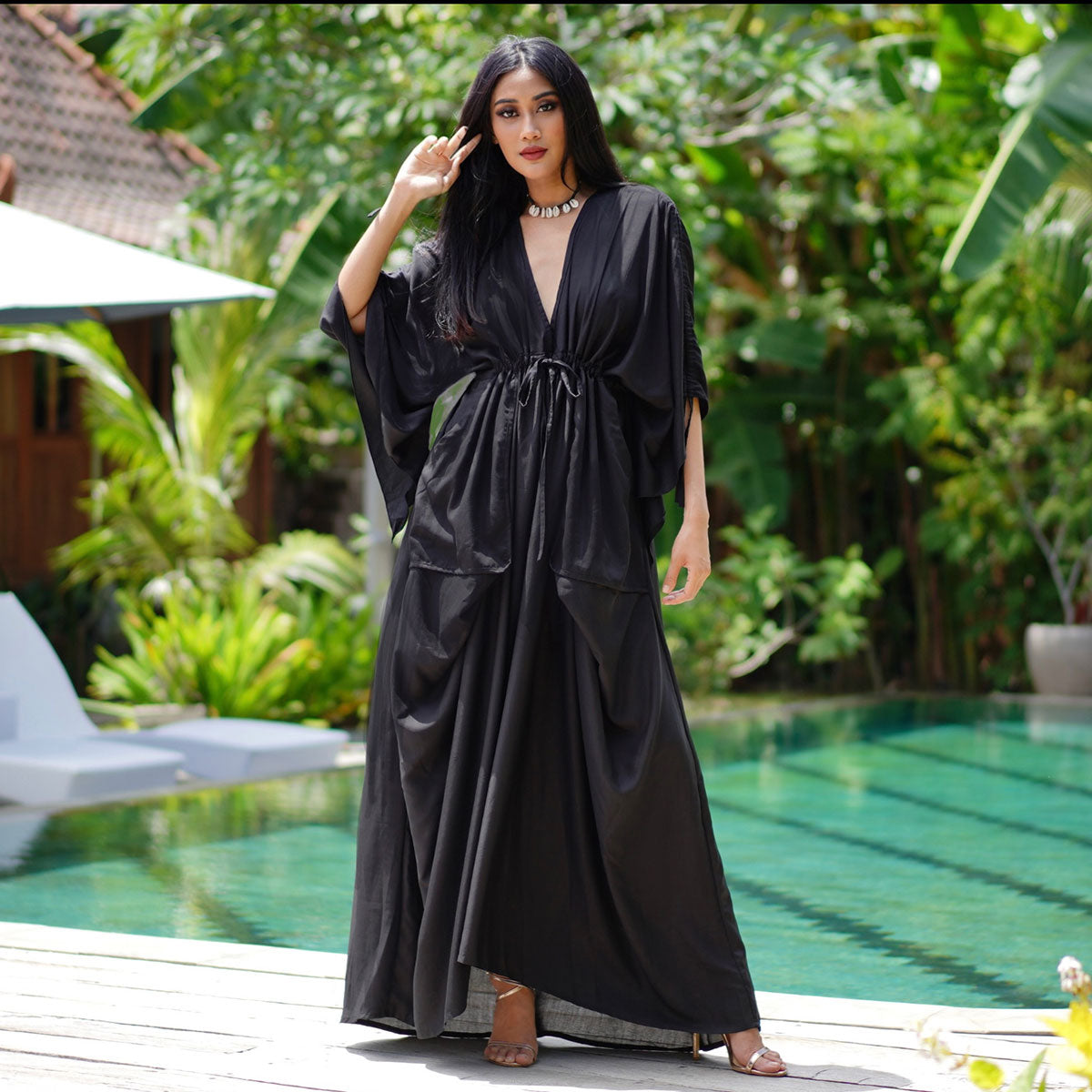 Brittany Bell Sleeves Maxi Goddess Dress