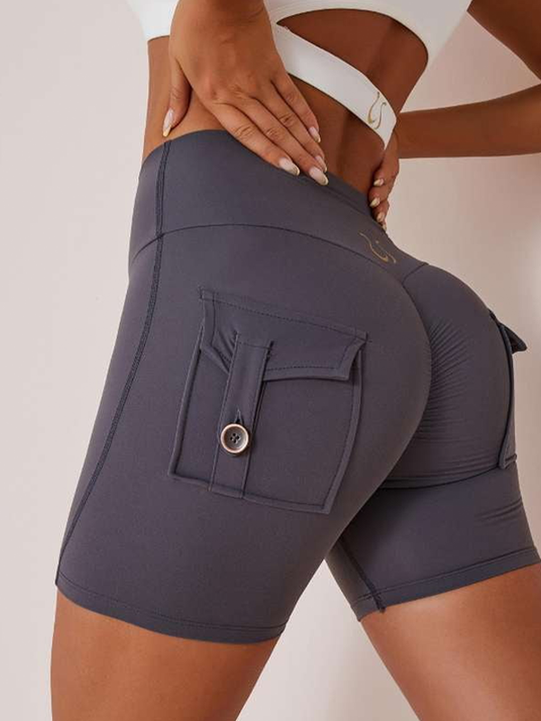 Elastic Hip Lifting Spandex Gym Cargo Booty Shorts