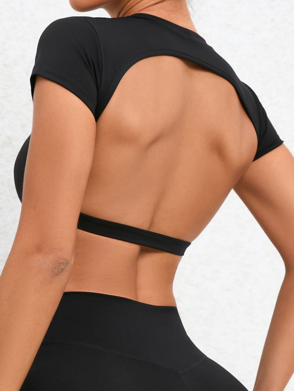 Backless With Pads Cropped Short Sleeves