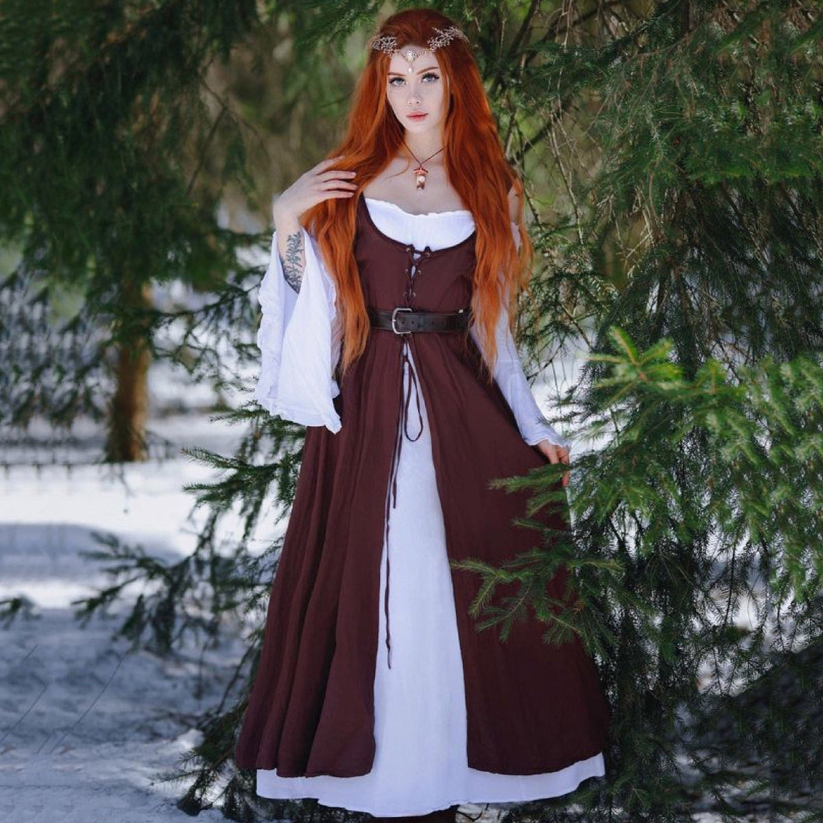 Macie Wiccan Medieval Set 2 Pieces Outfit Maxi Dress