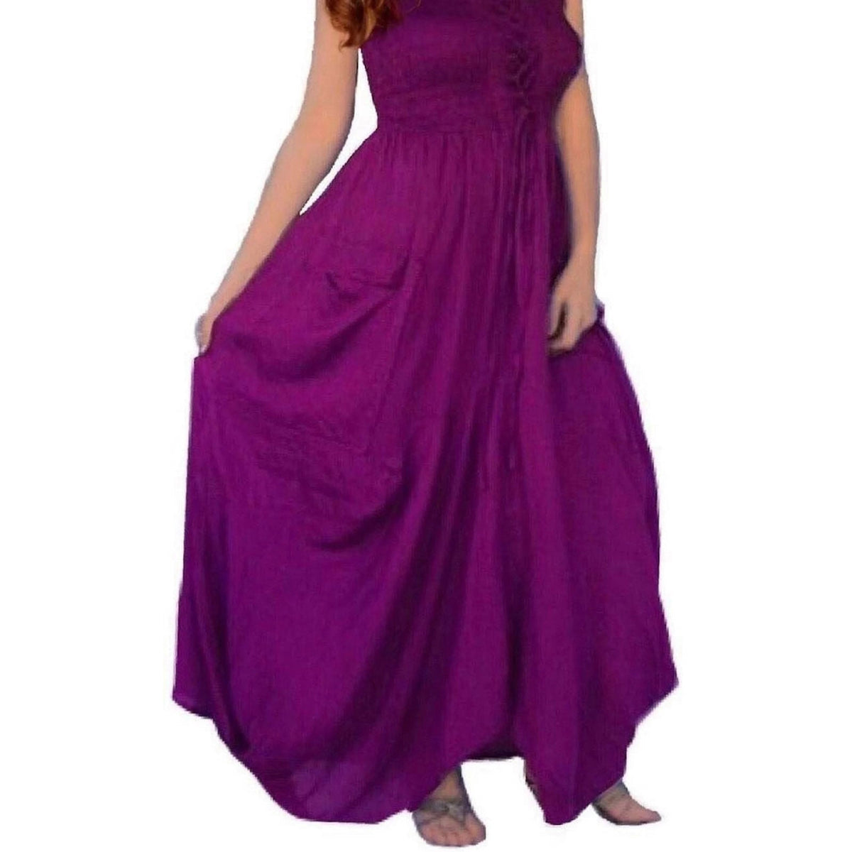 Crystal Smocked Bodice Spaghetti Strap Boho Maxi Dress