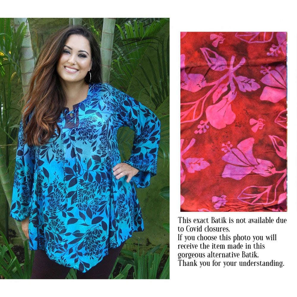 Sutton Bohemian Batik Lacing Square Neckline Blouse