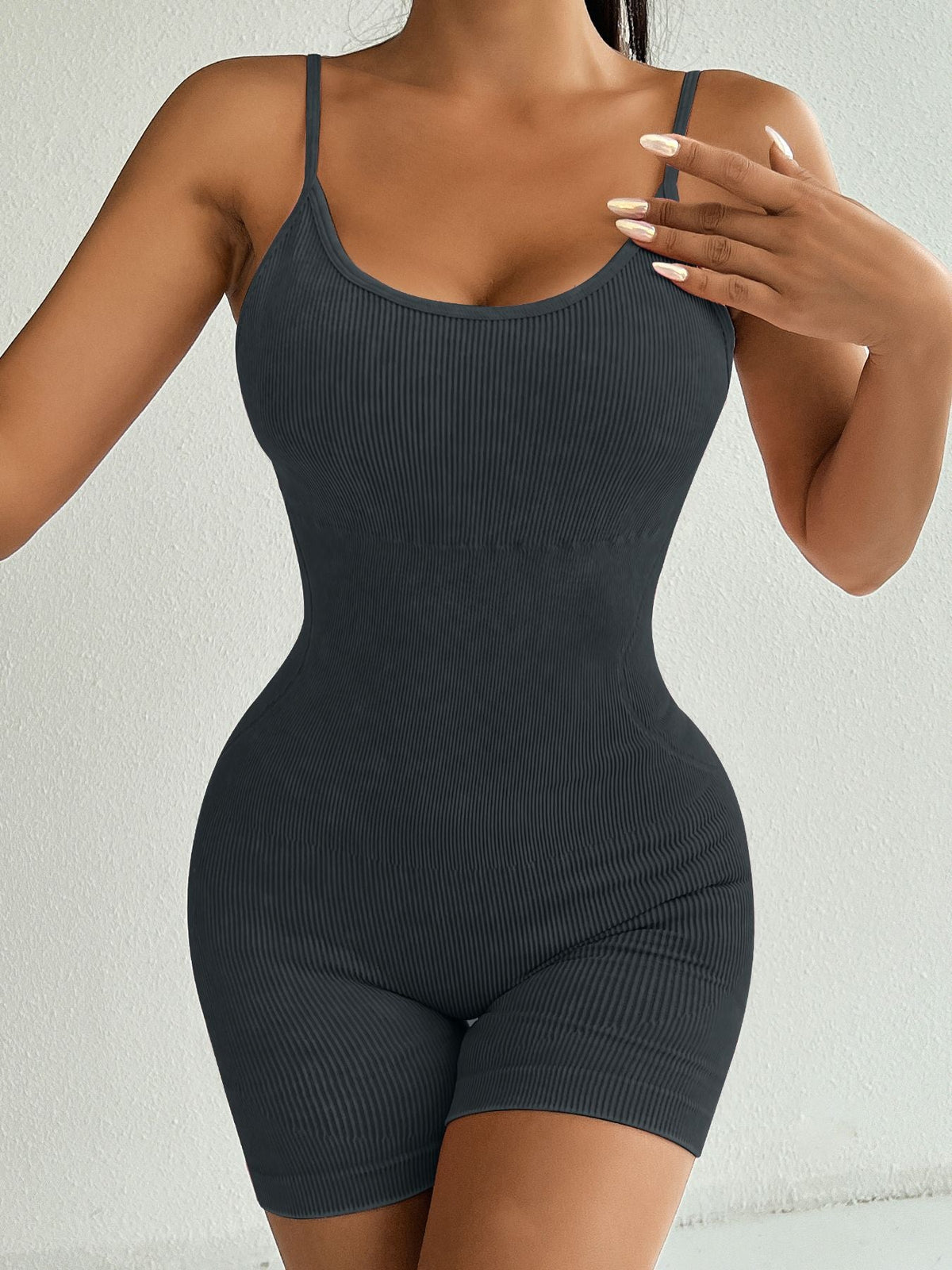 Denim Ribbed Romper
