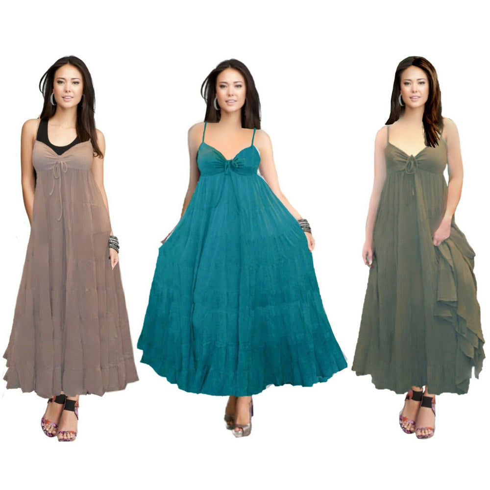 Emma Spandex Bodice Boho Party Maxi Dress