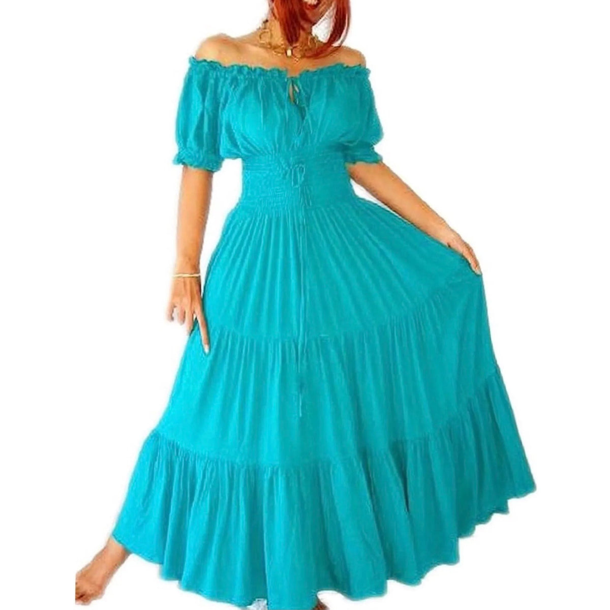 Priscilla Rayon Crinkle Short Sleeve Maxi Long Dress