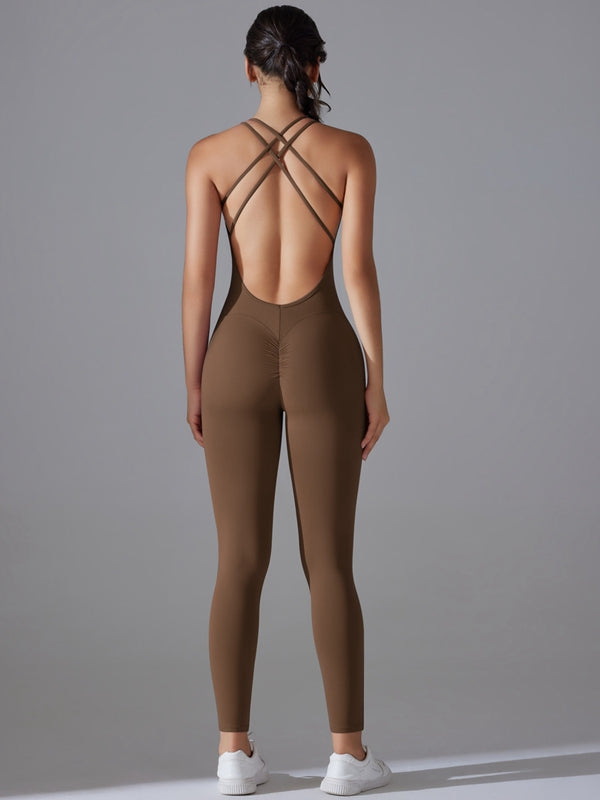 Cross Back Scrunch Bum Quick-dry Jumpsuit