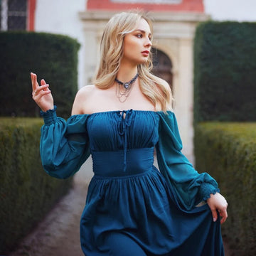 Mylah Romantic Length Chiffon Sleeves Medieval Maxi Dress