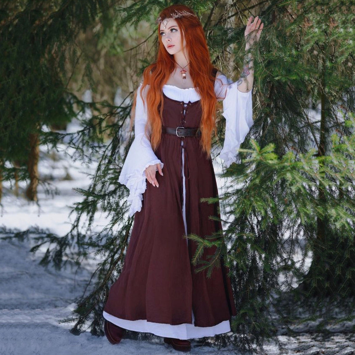 Macie Wiccan Medieval Set 2 Pieces Outfit Maxi Dress