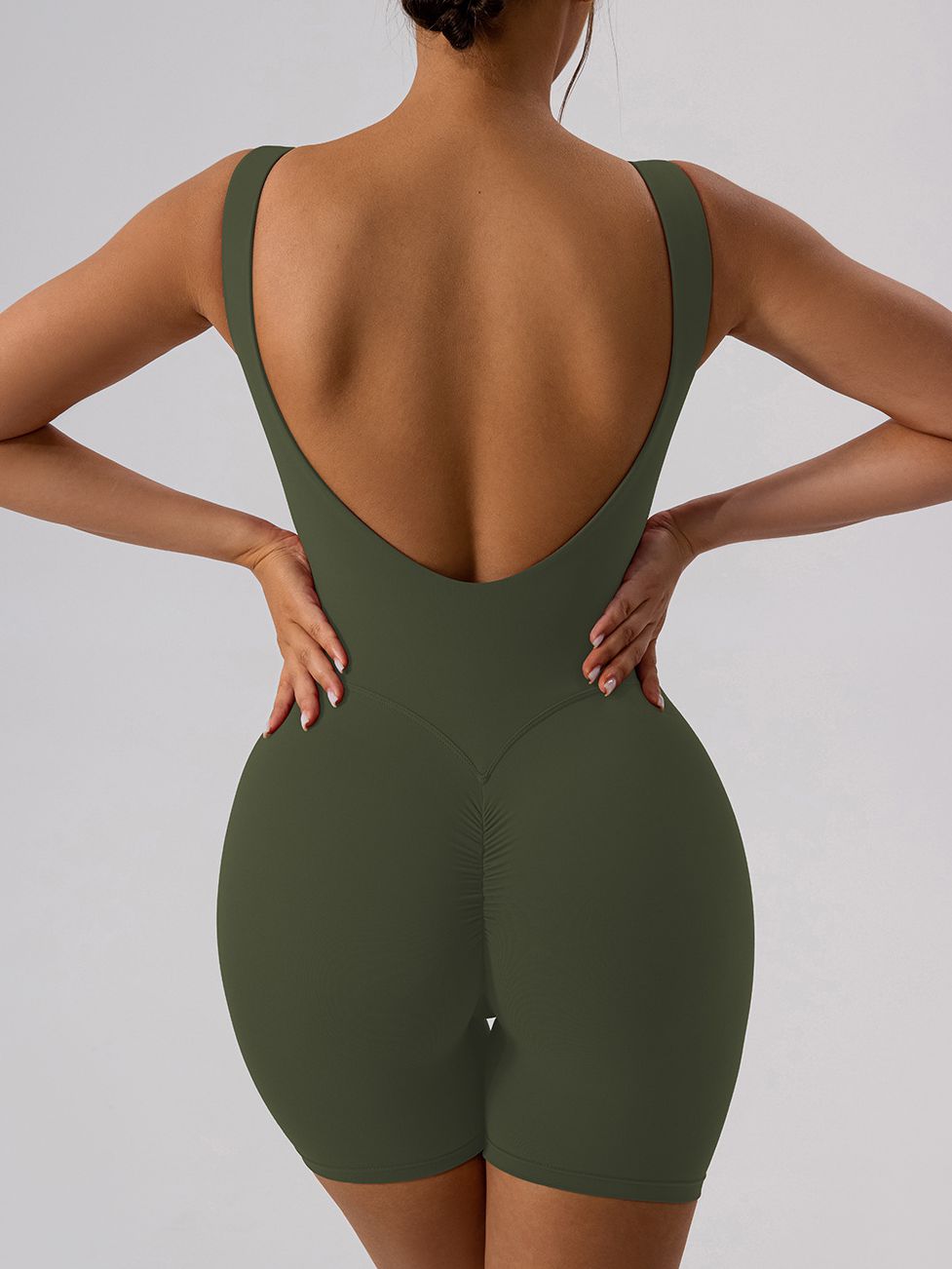 Hollow Out U Back High-Support Scrunch Bum Romper