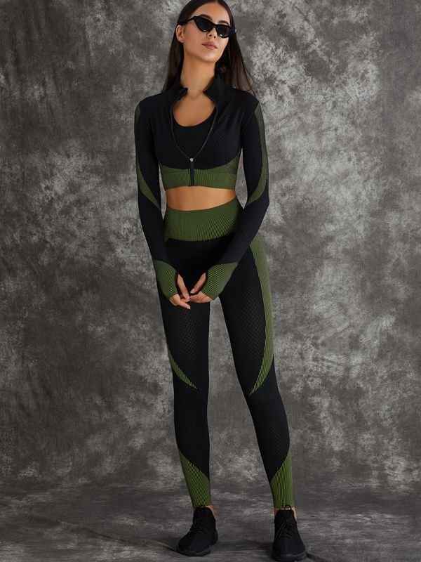 3 Pieces Long Sleeve Zippers Fitness Suits X Carmen?