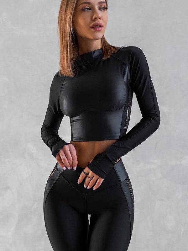PU Net High-rise Hip-lift Leggings