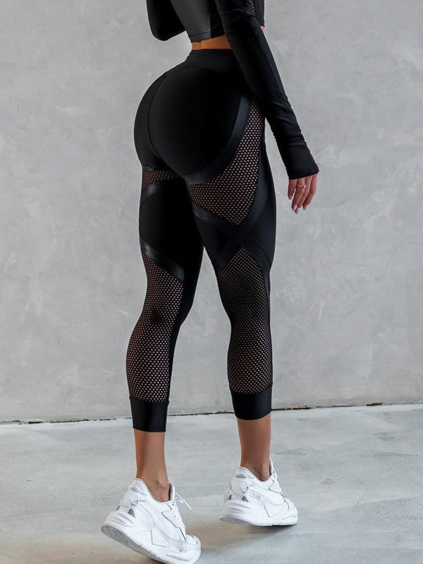 PU Net High-rise Hip-lift Leggings