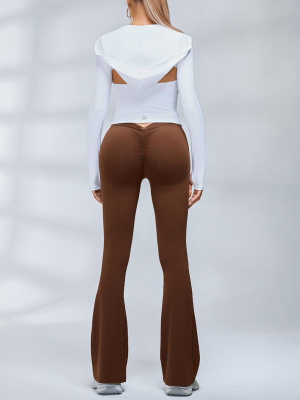 Deep V Back Scrunch Bum Flare Leggings