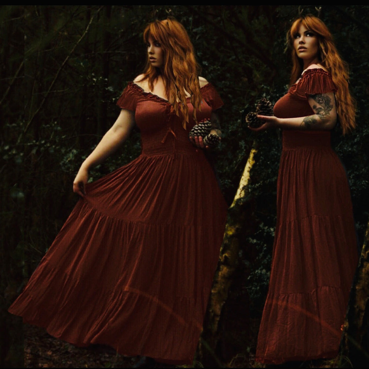 Liliana Rayon Crinkle Smocked Tiers Bohemian Maxi Dress