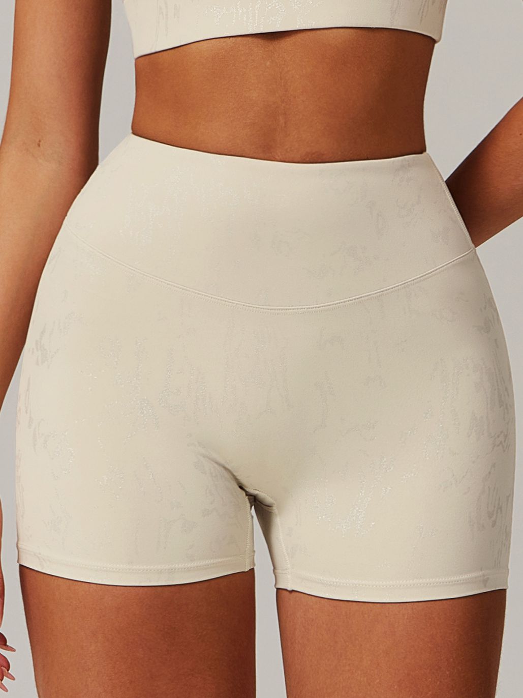 High-rise Hot Stamping Print Quick Dry Scrunch Bum Booty Shorts