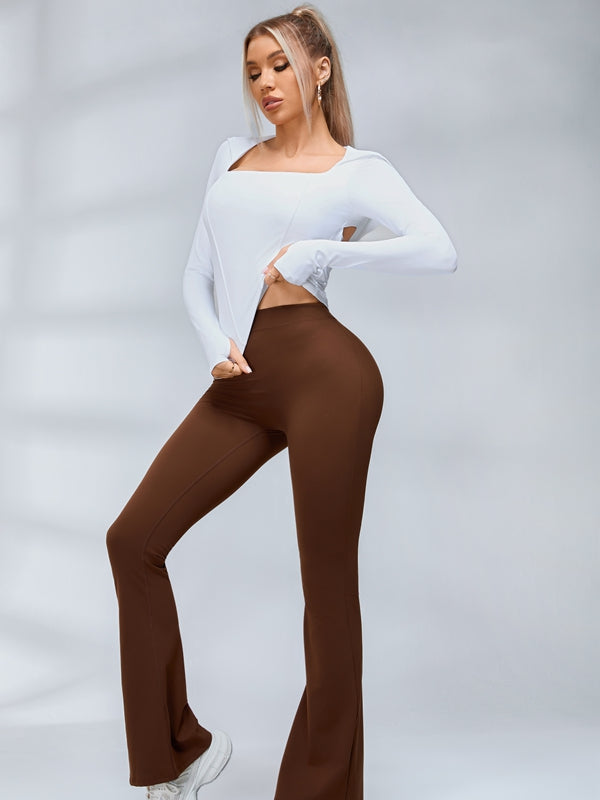 Deep V Back Scrunch Bum Flare Leggings