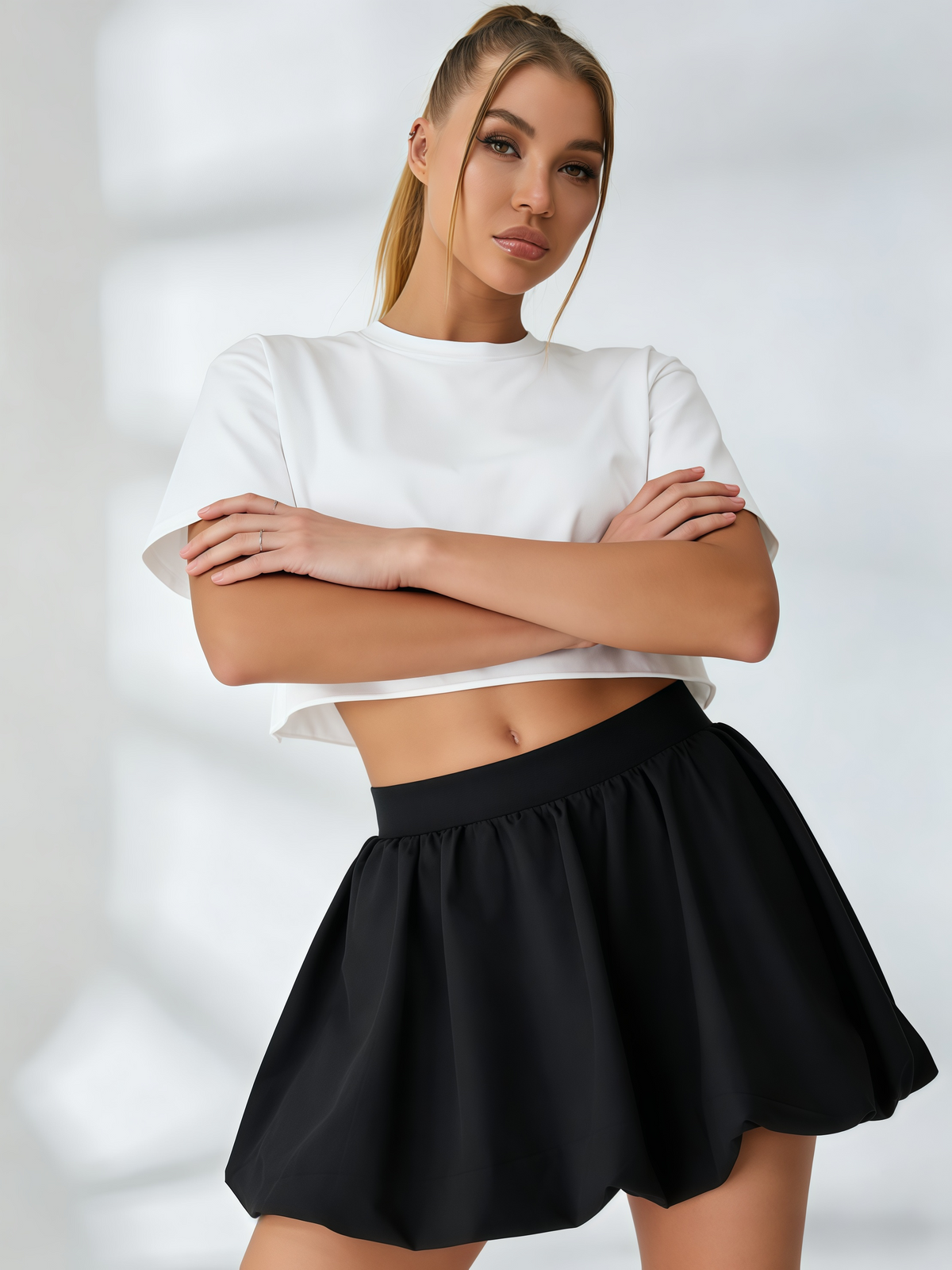 Crop Top Flower Shorts 2-Pieces Short Tracksuit