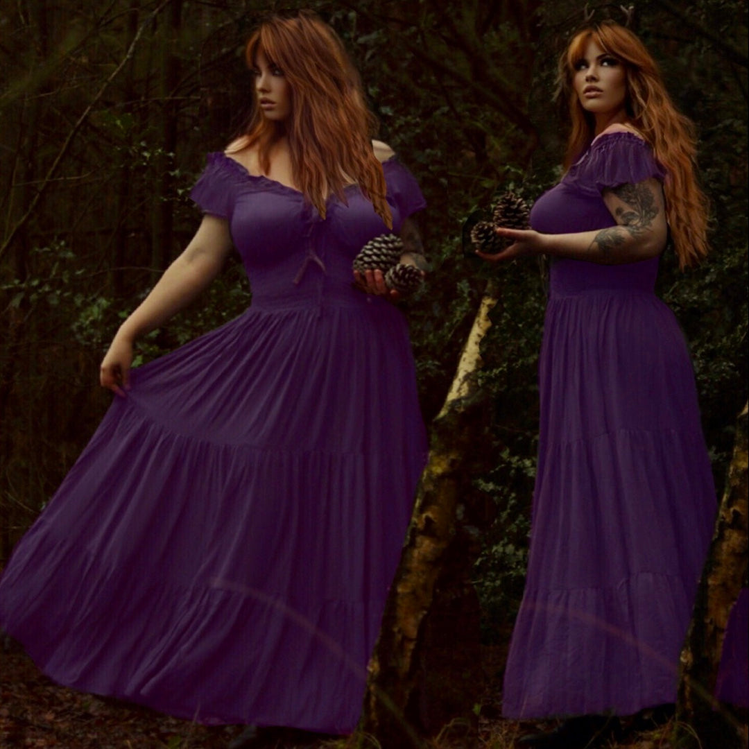 Liliana Rayon Crinkle Smocked Tiers Bohemian Maxi Dress