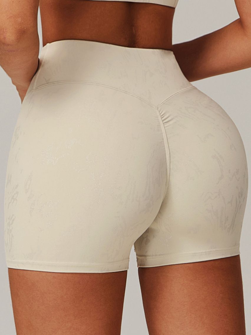 High-rise Hot Stamping Print Quick Dry Scrunch Bum Booty Shorts