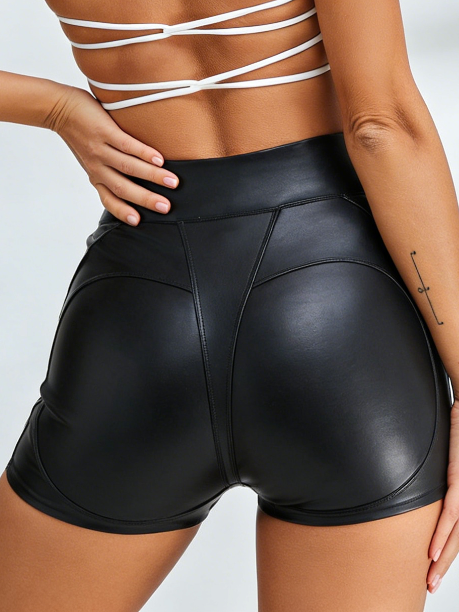 Sexy Faux Leather Push Up Design Lace-up Leggings