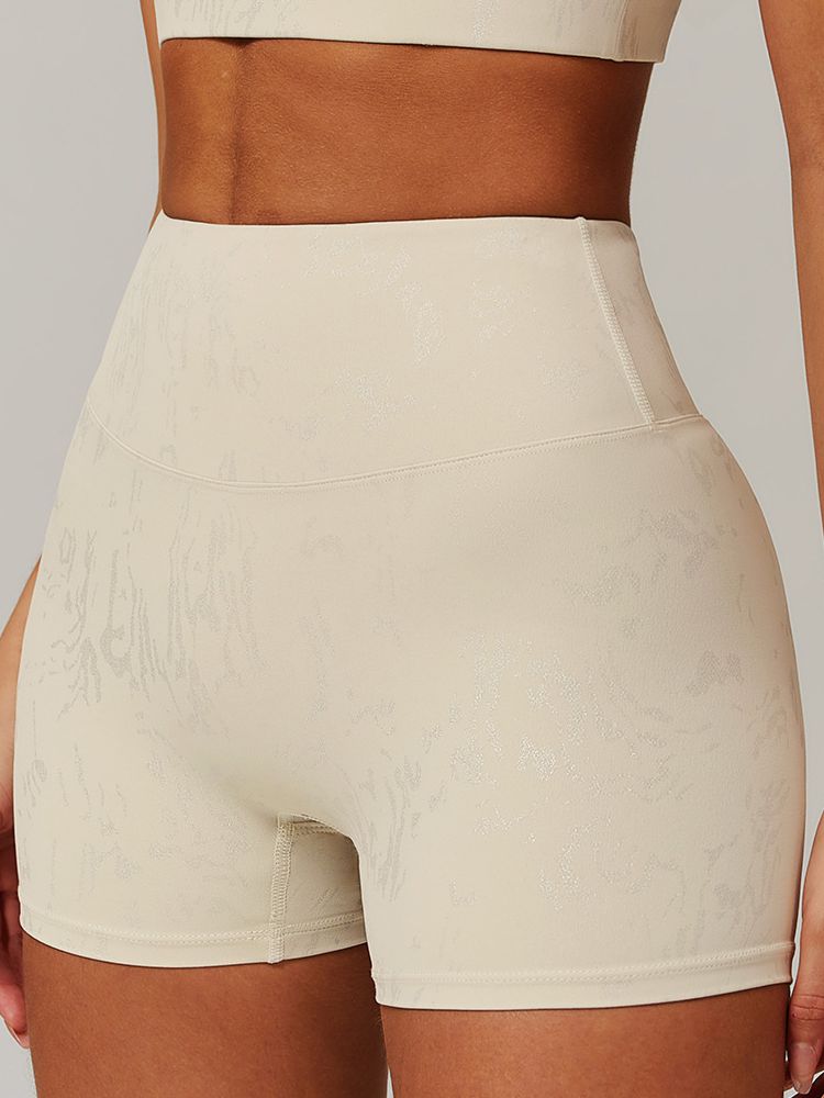 High-rise Hot Stamping Print Quick Dry Scrunch Bum Booty Shorts