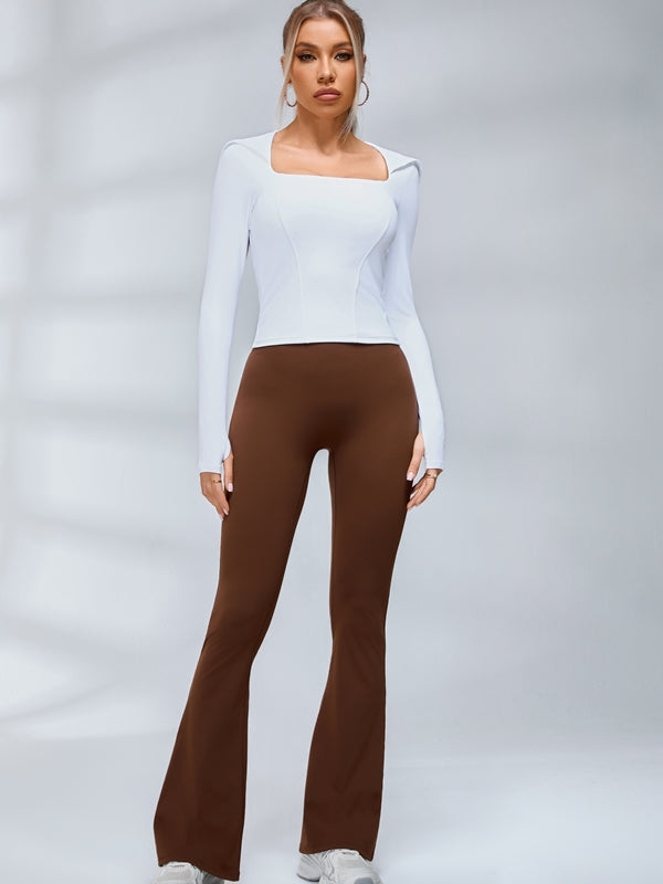 Deep V Back Scrunch Bum Flare Leggings