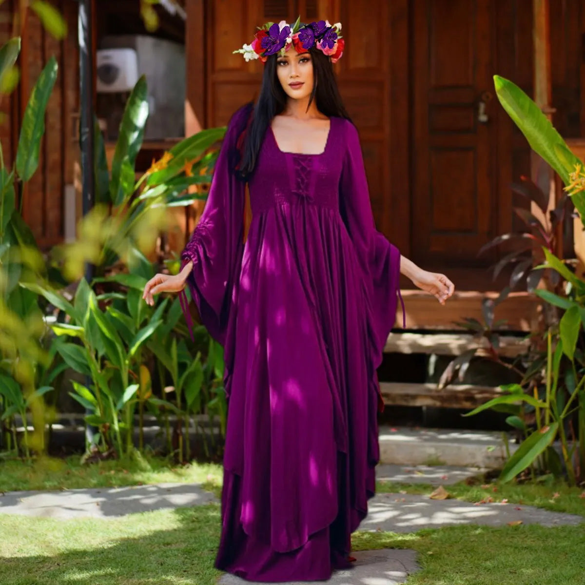 Bellamy Smocked Bodice Fairy Renaissance Maxi Dress