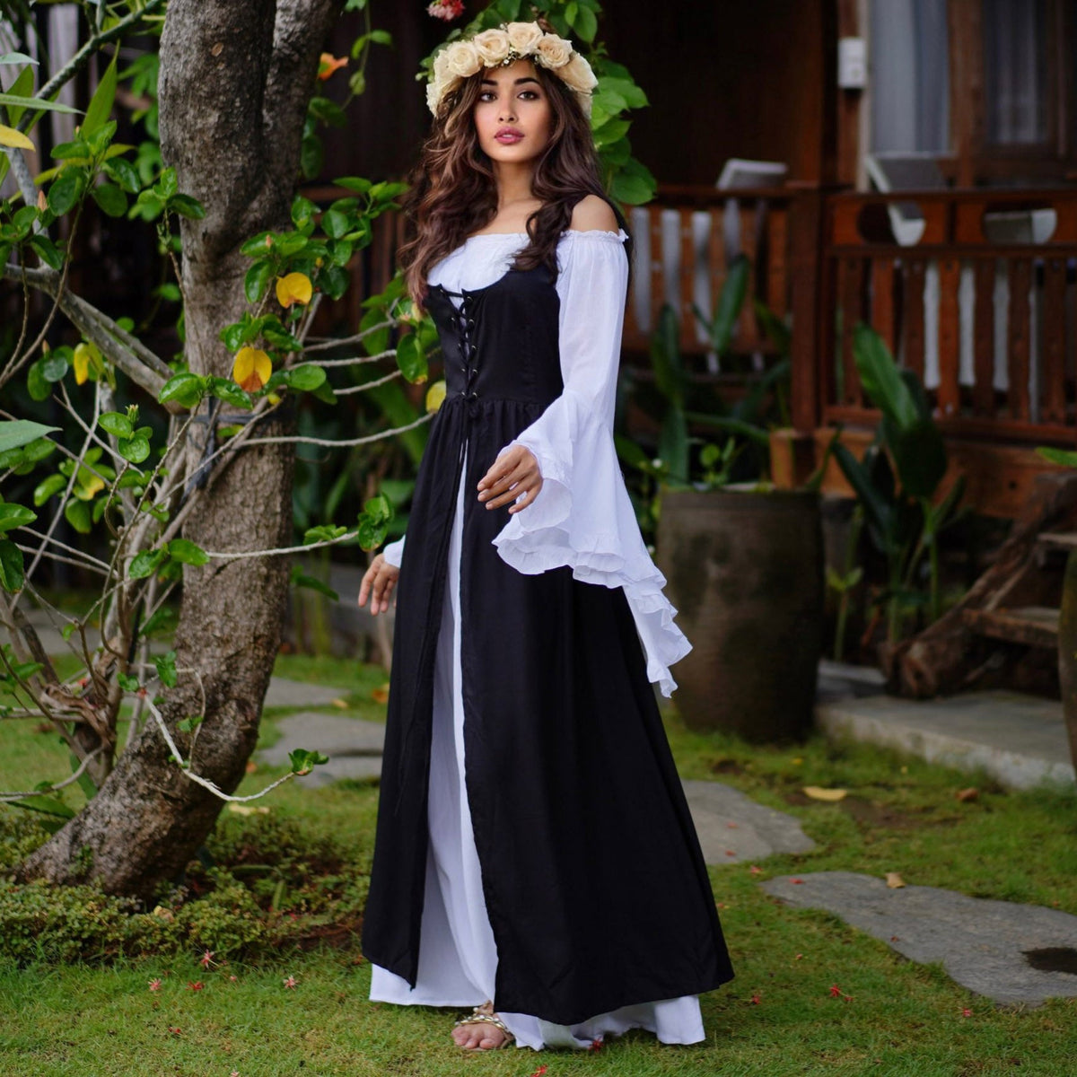 Macie Wiccan Medieval Set 2 Pieces Outfit Maxi Dress