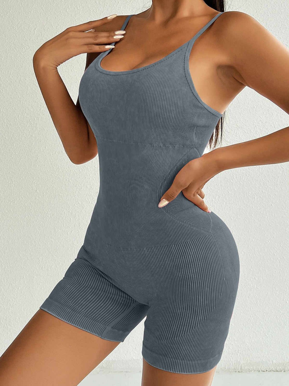 Denim Ribbed Romper