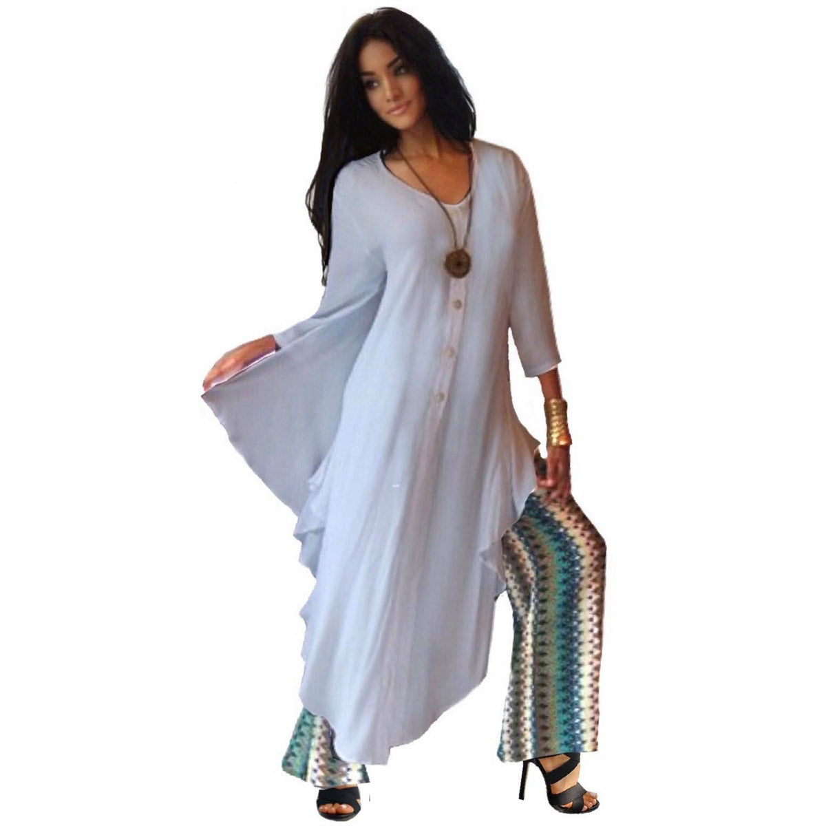 Naomi Gorgeous Longline Lagenlook Bohemian Top Shirt