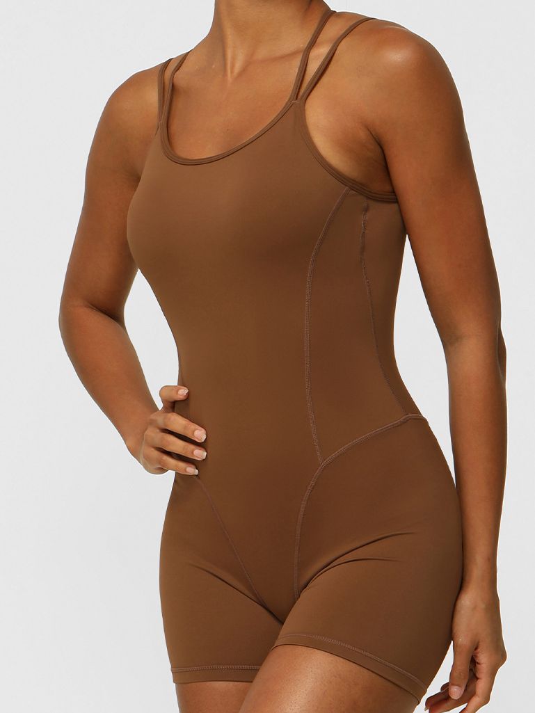 Cross Back U-shaped Backless Hip-lift Romper