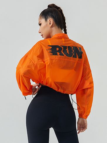 Anti-UV Drawstring Zipper Pocket Quick-dry Cropped Jackets
