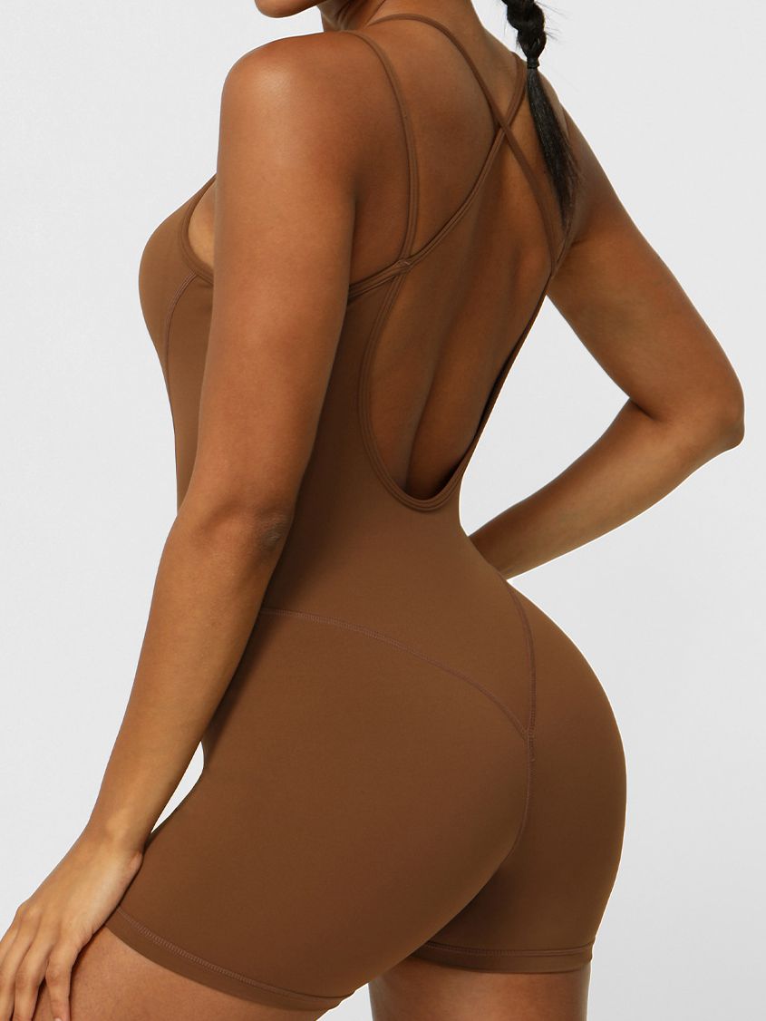 Cross Back U-shaped Backless Hip-lift Romper