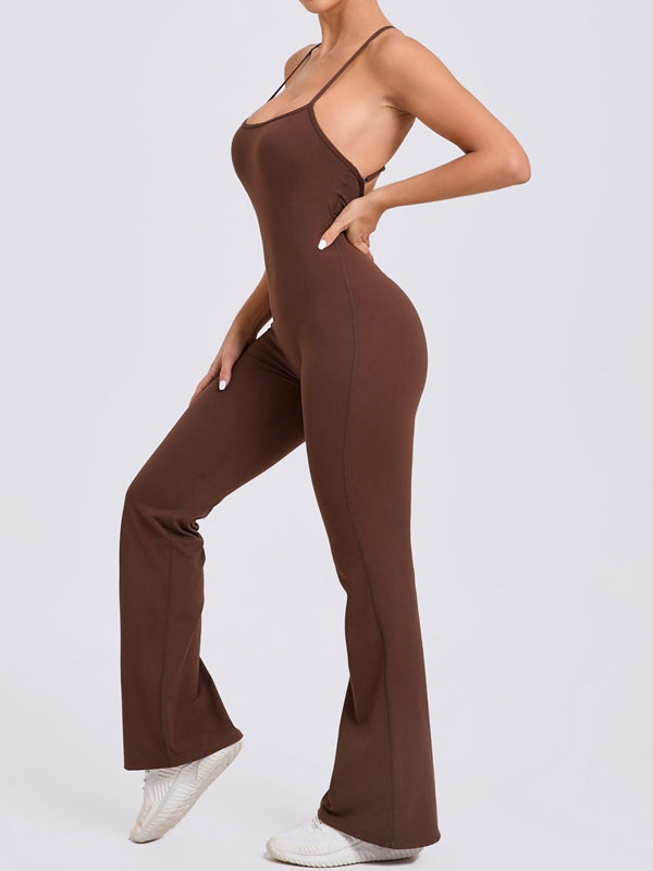 Cross Back Flare Booty Jumpsuit